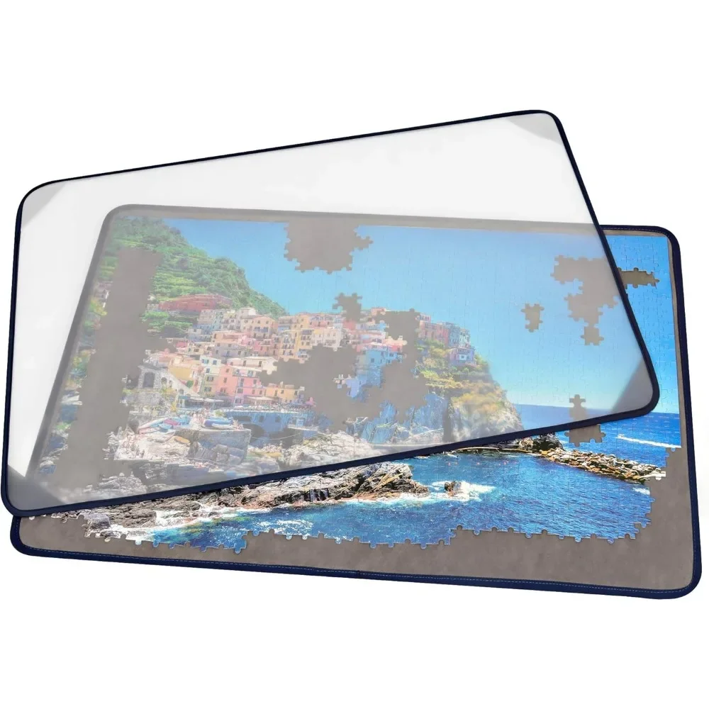 

Портативный коврик для пазлов с крышкой, нескользящая доска для хранения до 1000 элементов, серый цвет