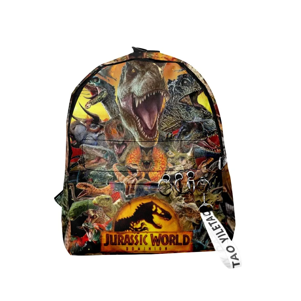 

Cartoon Funny Jurassic World dinosaur School Bag Cute Small Travel Bags 3D Print Oxford Waterproof Key Chain Notebook Backpacks