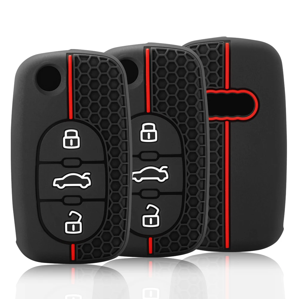 For Audi A1 A2 A3 A4 A8 B6 A6 C5 TT 8N Silicone Rubber Key  3 Buttons OLD Flip Folding Remote Cover Case Holder Protection Skin