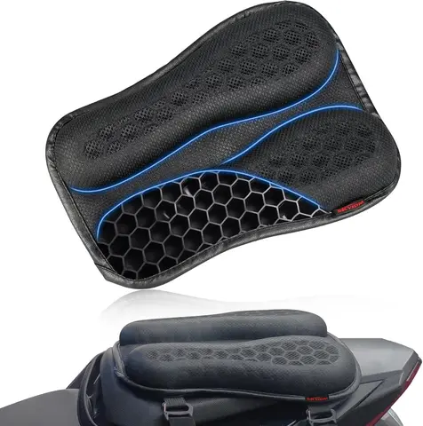 Foldable Passenger Motorcycle Gel Rear Seat Cushion 3D-Honeycomb Structure Shock Absorption & Breathable Motorcycle Gel Seat