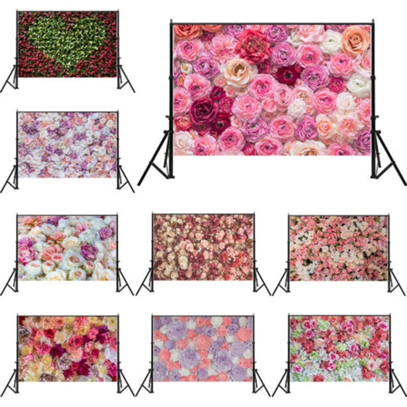 5x3ft 7x5ft Floral Flower Wall Photography Backdrop Bridal Shower Ceremony Birthday Party Background Engagement Wedding Decor