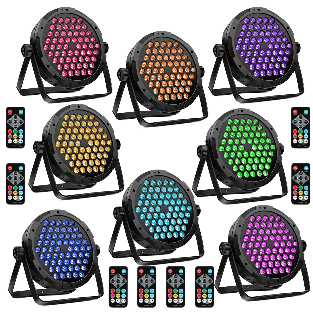 

Набор из 8 светодиодных RGB-прожекторов для сцены (60 LED) с активацией звуком, дистанционным управлением и DMX-контролем для мероприятий, свадеб, церквей, танцевальных клубов, домашних вечеринок и сценического освещения
