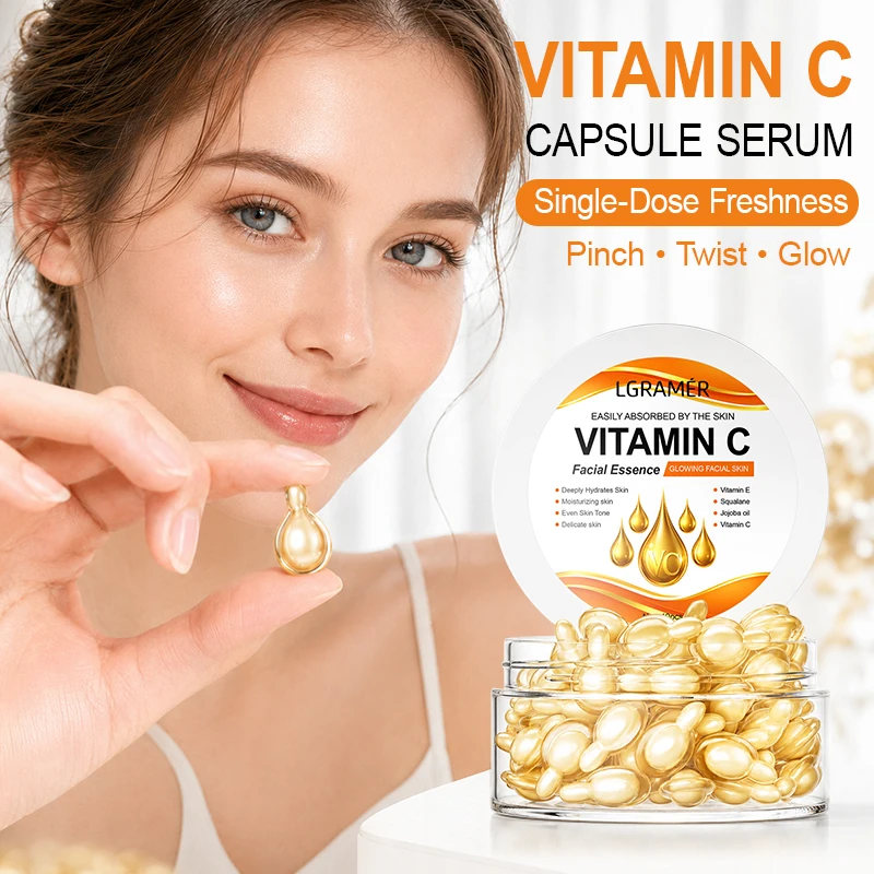 40 Cápsulas de Essência Hidratante de Vitamina C, Essência Facial Nutritiva e Hidratante, Essência de Hidratação Profunda Adequada para Viagens