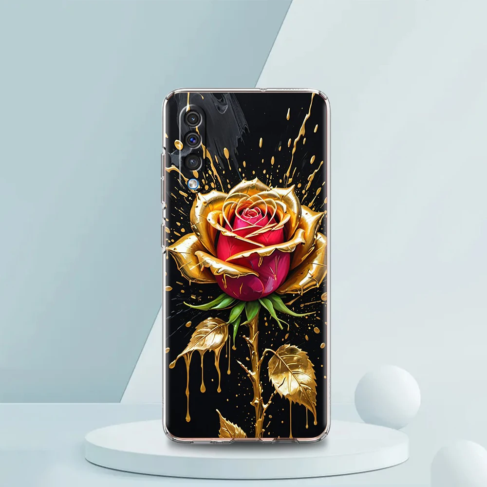 Colored Roses Transparent Phone Case for Samsung Galaxy A12 A50 A52 A70 A40 A10 A20 A30 A02 A03S A04 Cover Silicone Shell Capas