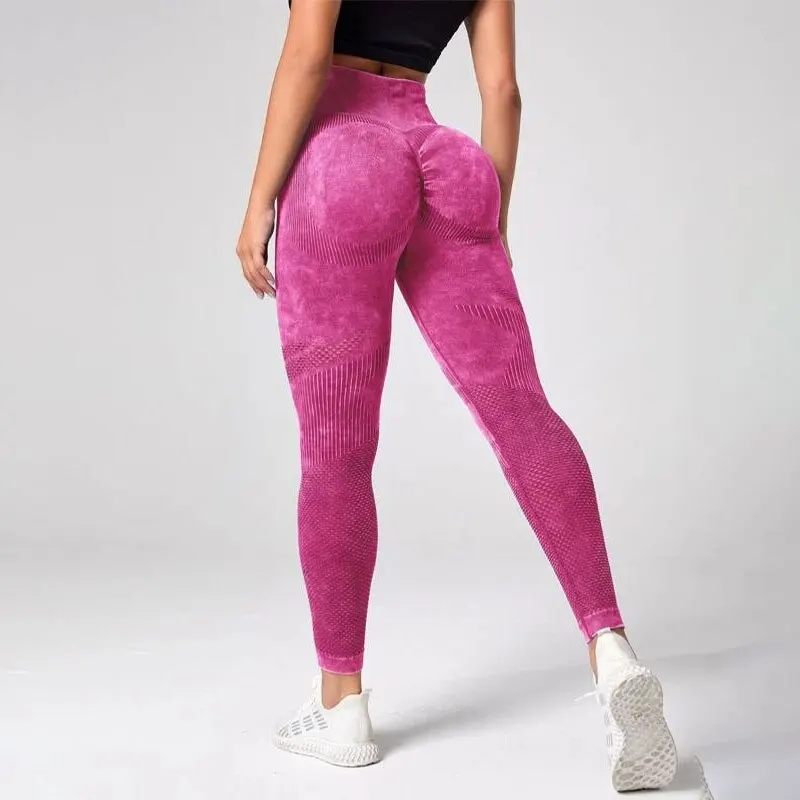 Yoga Leggings Esportivos Básicos Tie Dye, Controle De Barriga