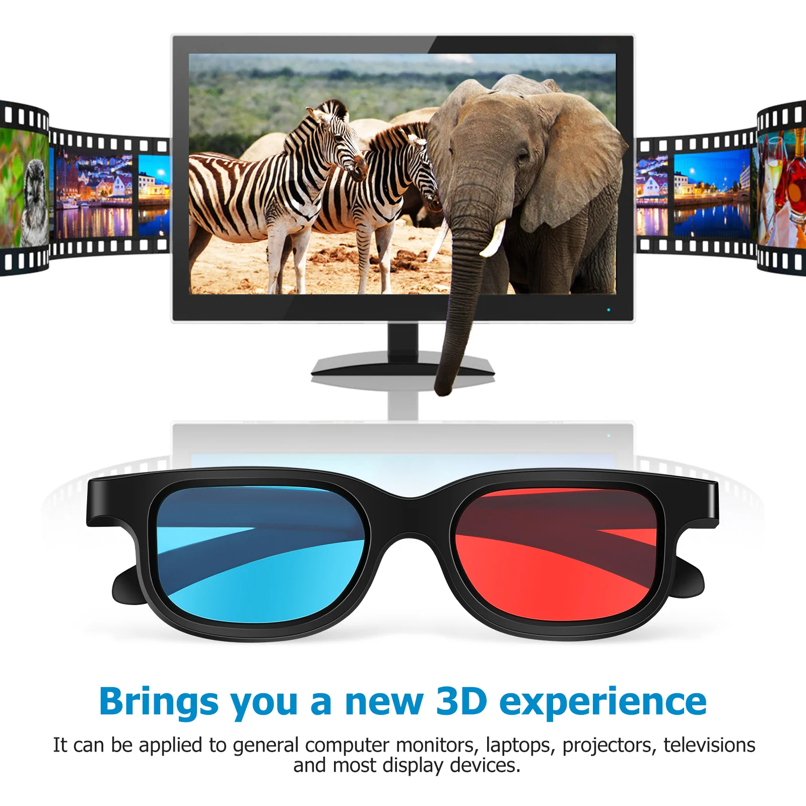 

10 pcs 3D Glasses Red Blue Lenses Movies Projector Lightweight Frame Nose Pads Comfortable Wear Compatible