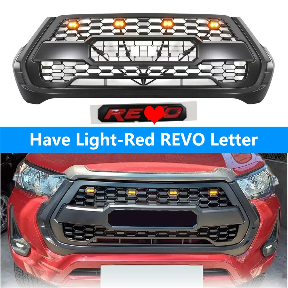 Gemodificeerde 4X4 Auto Nieuwe Grille Voor Toyota Hilux Revo 2021 2022 Voorbumper Racing Grills Mesh Racing grille Cover Grill