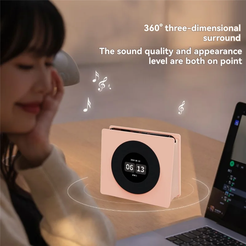 كلمات ديناميكية جديدة من الفينيل عائمة على آلة صوت بلوتوث على الساعة الرقمية الرجعية مع 8 أصوات صامتة #4