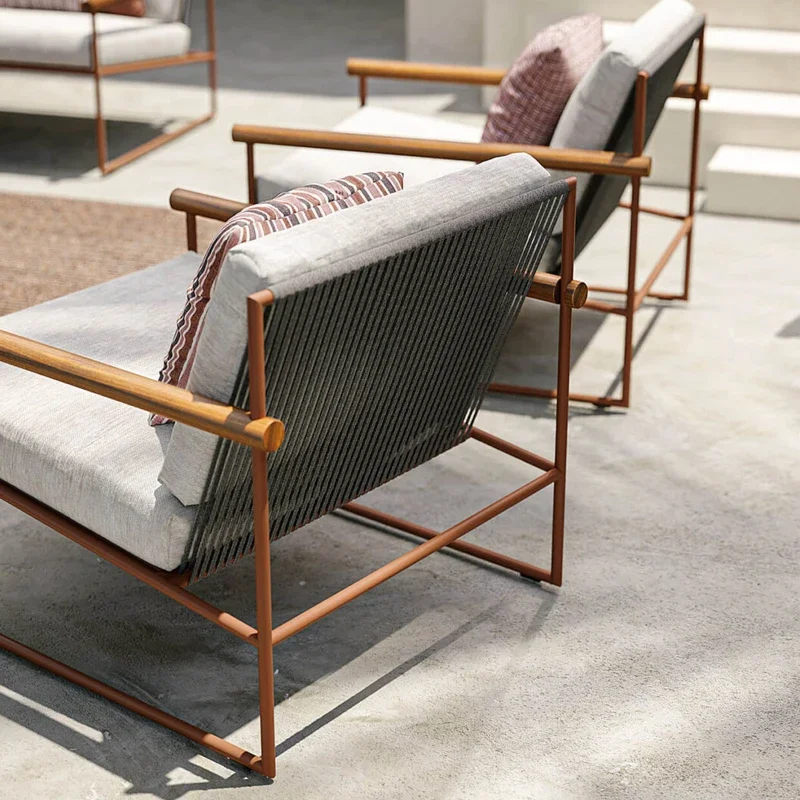 Small Table and Chair Three-Piece Set Combined Tea Table Outdoor Dining Room Table Rattan Sofa