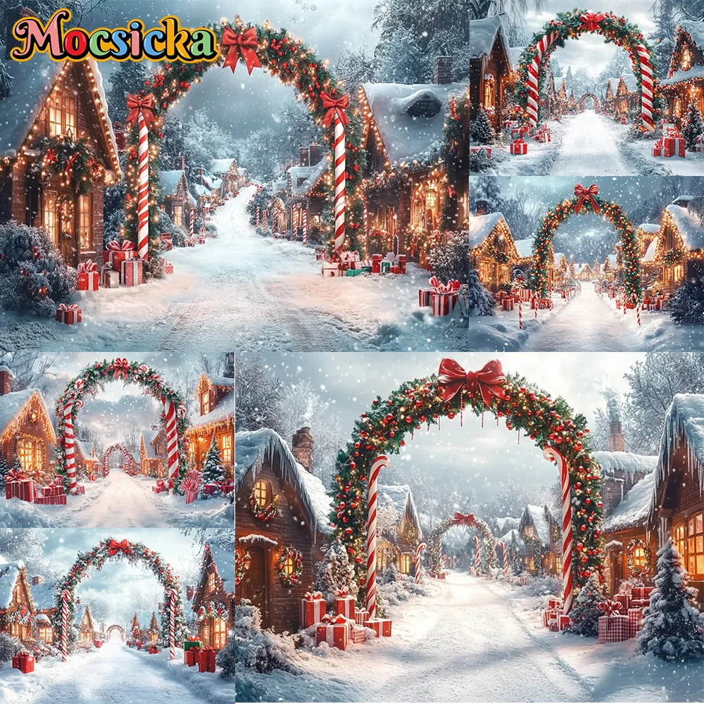 Mocsicka Fotografie Hintergrund Weihnachten Girlande Elf Straße Dekoration Hintergrund Familie Weihnachten Urlaub Porträt Fotos Studio Prop