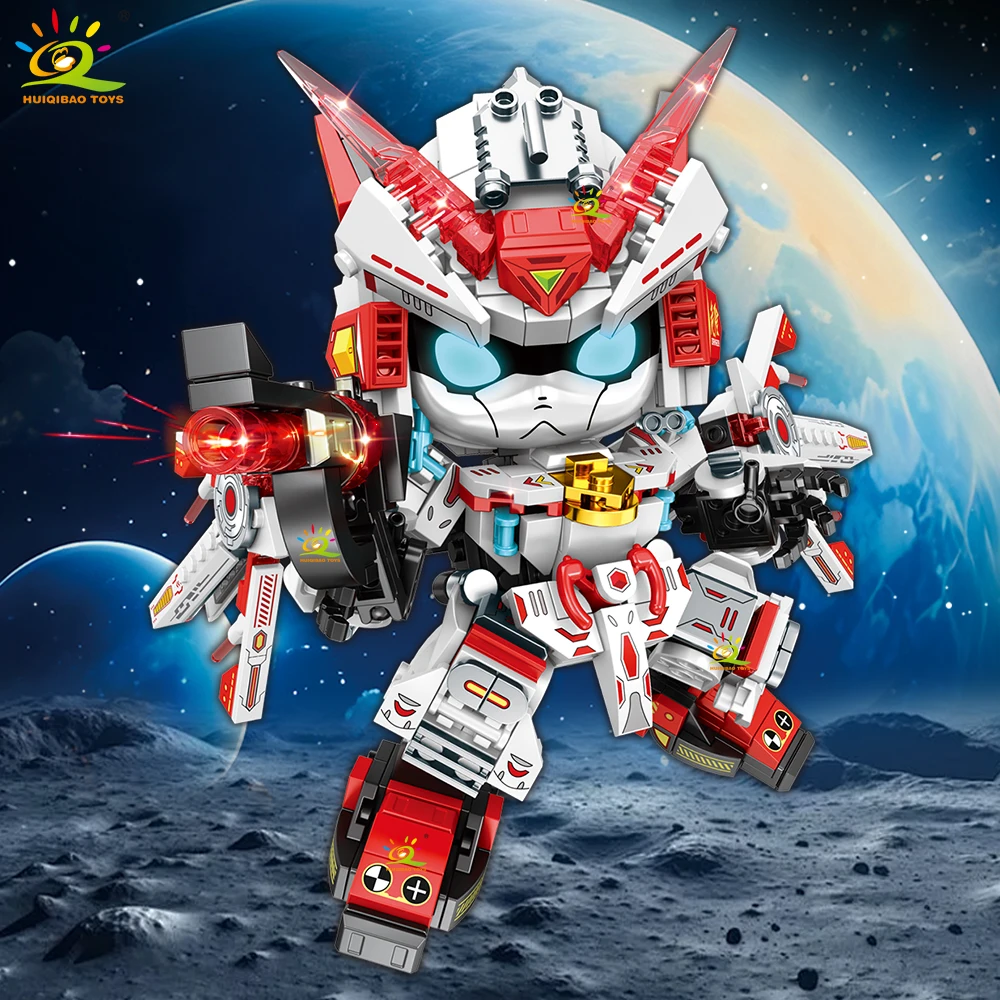 

HUIQIBAO MOC Warrior Mech Модель робота Строительный блок Синий Красный Меха Серия Кирпич Строительная игрушка Детский стол Украшение дома