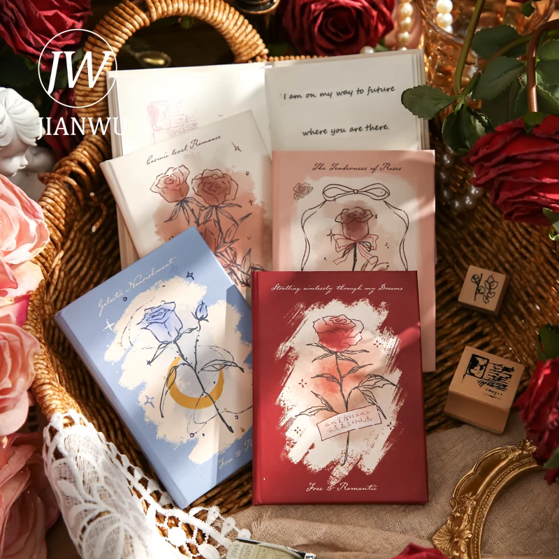 JIANWU 160 Pages/book Free Romance Series A7 Vintage Flower Mini Pocket Notebook Creative DIY Student Supplies Stationery