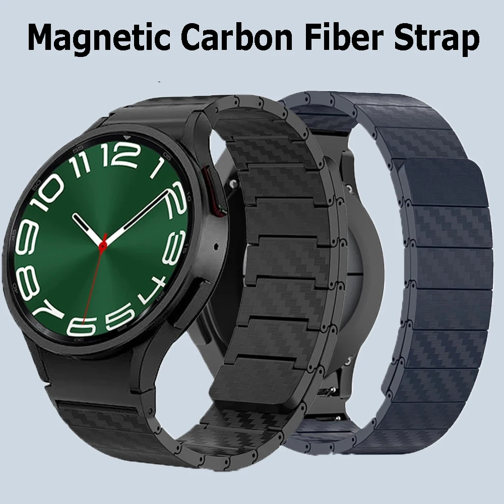 Magnetic Carbon Fiber Strap For Samsung Watch 7 6 4 5Pro 45mm 40 44mm No Gaps Bracelet Galaxy Watch 4/6Classic 43mm 47mm 42 46mm