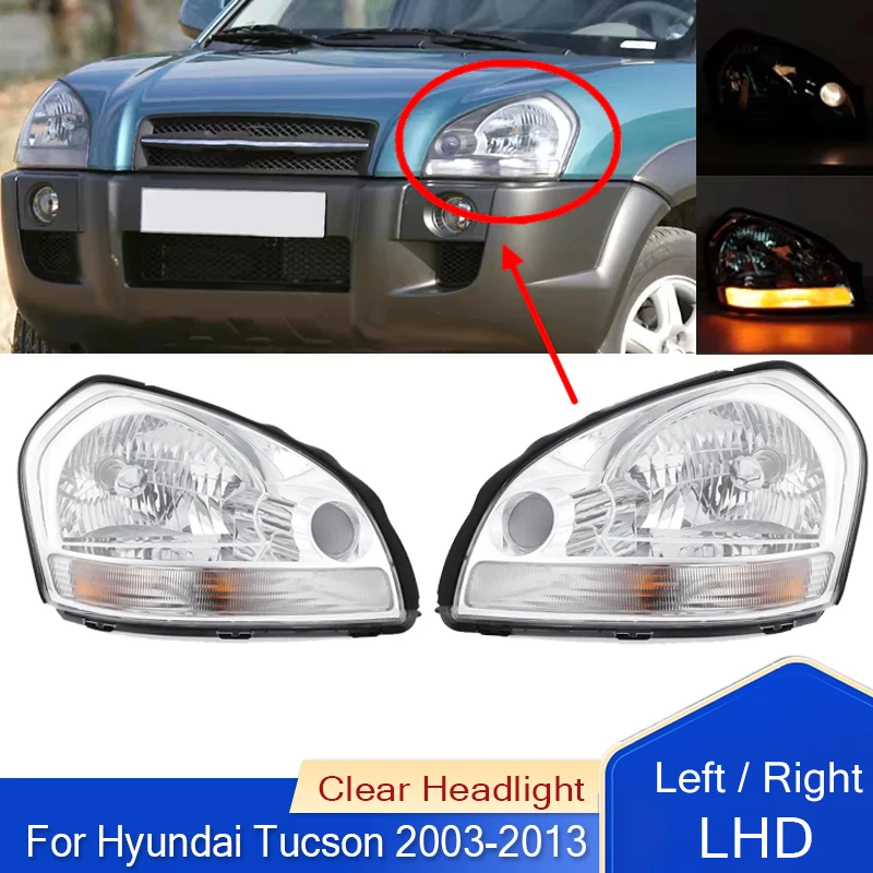

LHD Car Front Left Right Clear Headlight For Hyundai Tucson 2003-2013 Headlamp Assembly Lens Lenses White Background