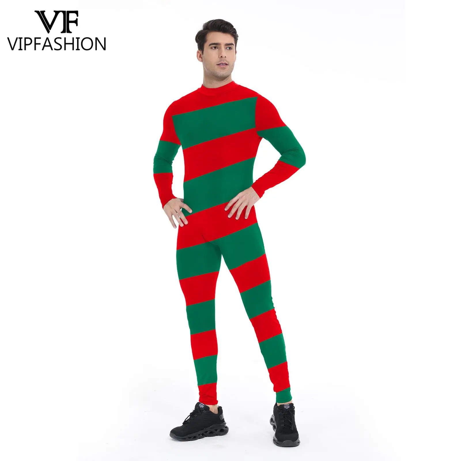 Pink White Candy Cane Jumpsuits Red Green Stripe Christmas Costume Carnvial Bodysuit Xmas Sexy Zentai Suit Holiday Party Outfit