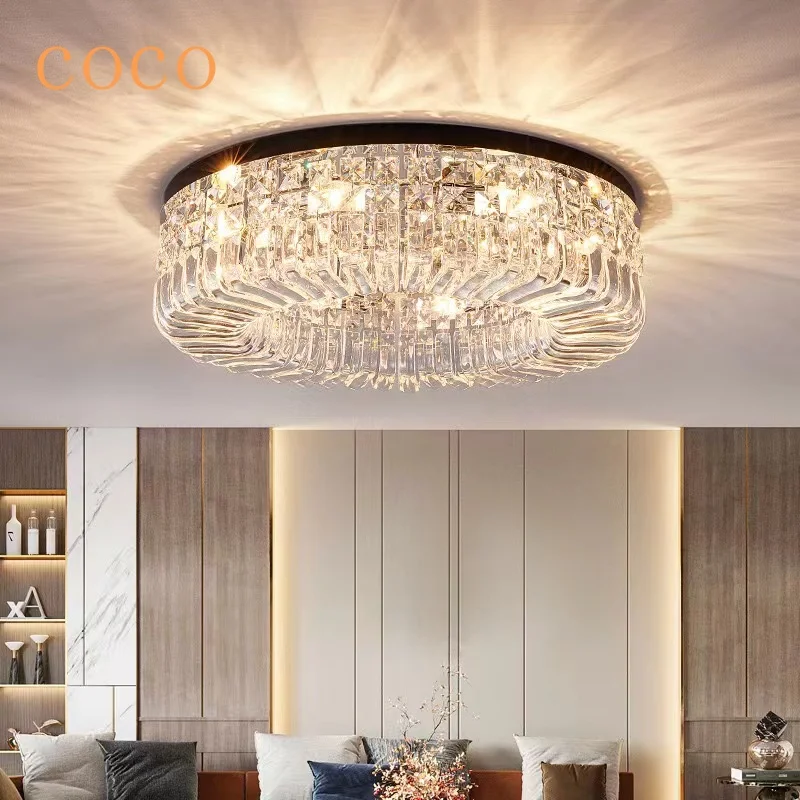 

Nordic Simple Net Red Crystal Luxury Warm Corridor Ceiling Lamp Gold and Silver Chandelier for Living Room, Dining Room, Bedroom