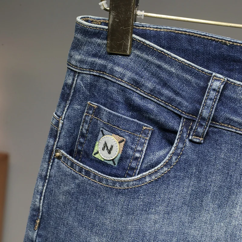 2024 Men's Jeans Teenagers Fashion High-End All-Match Street Stretch Casual Summer Slim Fit Skinny Pants