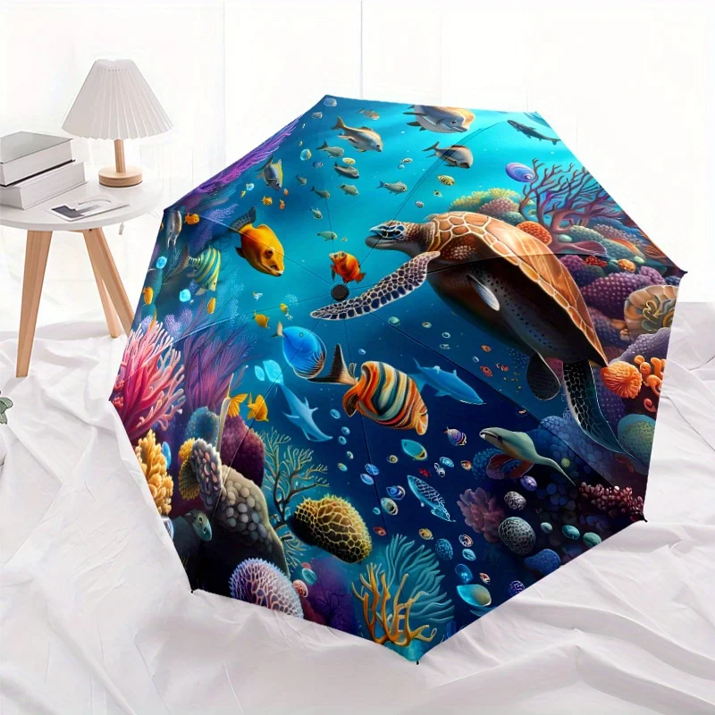 

Underwater Ocean World Automatic umbrella One-touch opening Portable umbrella Suitable for travel Daily and formal events Idea