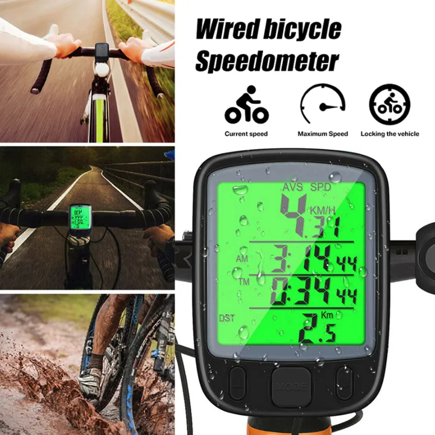 Wireless Bike Computer Waterproof LCD Speedometer Digital Odometer Backlight for MTB Road Bike