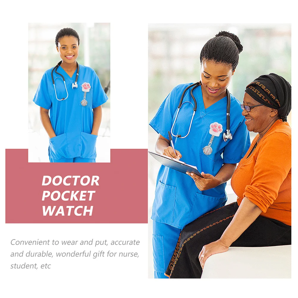 

2pcs Cat Pocket Cute Cartoon Chest Watch For Nurses Students Doctors Practical Timepiece Cartoon Chest Watch Accessory