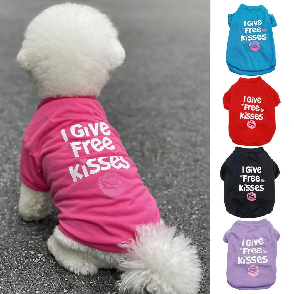 XS-XXL Shirt Pet Vest Letter Printing Soft Comfortable Wear Round Neck Dress Up Cute Summer Cat Dog T-shirt Blouse Home Supply