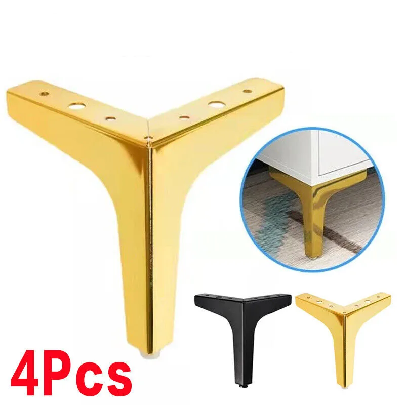 Patas de Metal para muebles, patas de repuesto para mesa, soporte de ángulo recto para sofá y silla, 4 unidades