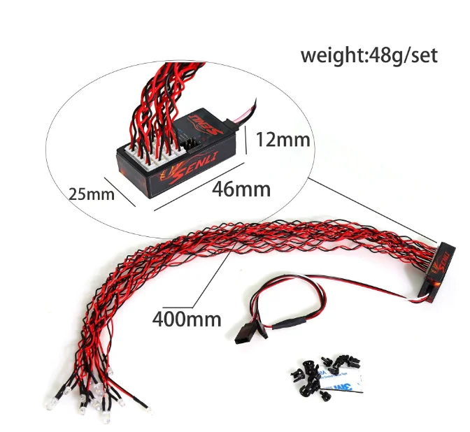 Strobe LED Light Kit for 1/10 1/8 RC Crawler Car - Flashing Headlight Lamp Set for Tamiya CC01 Axial SCX10 HSP RC Car Upgrade
