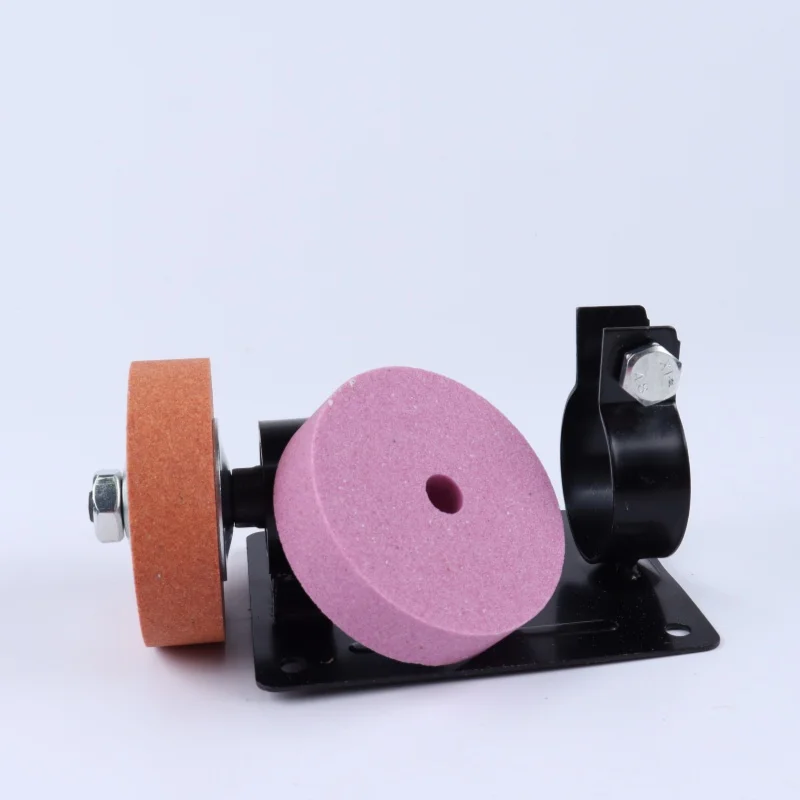 Small Household Grinder Stand Set Includes Metal Stand + Pink and Brown Corundum Grinding Wheels, Multi-Functional Grinding Rack for Sharpening Tools, Metal Woodworking DIY