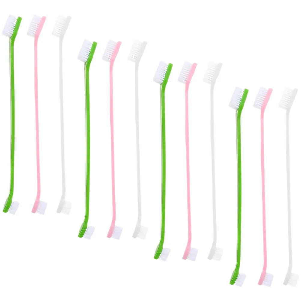 

12Pcs Dual-Head Pet Toothbrush Dog Toothbrush Oral Care Tool Large Small Brush for Puppies Small Dogs Cleaning Supplies