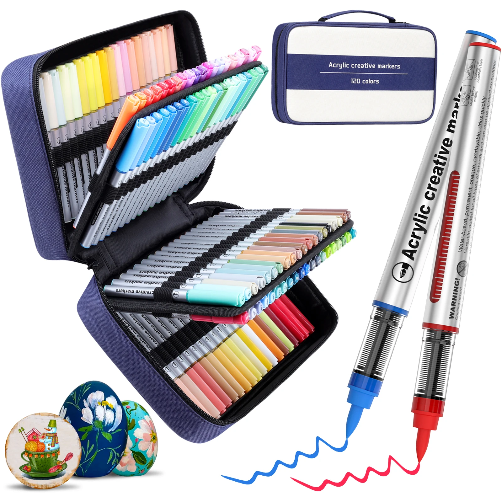 Borrence 120Colors/Bag Acrylic Paint Markers Direct Liquid Paint Marker Pen Set Automatic Ink Control System Art Markers Set