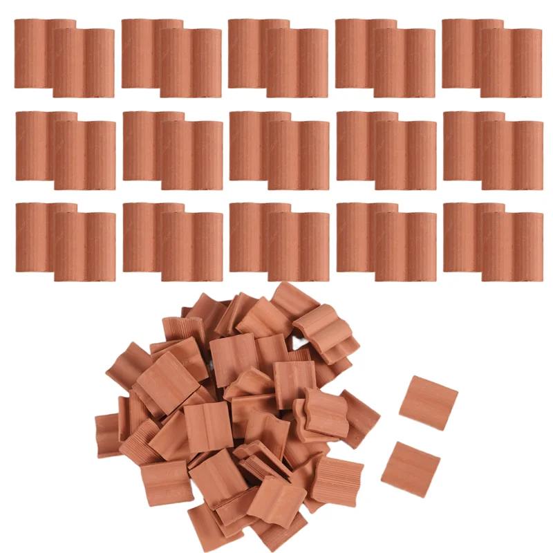 

WOWFU-60 Pcs Mini Red Roof Tiles Model Building Set Miniature Tiles Figurine Landscaping DIY Fairy Garden Accessories
