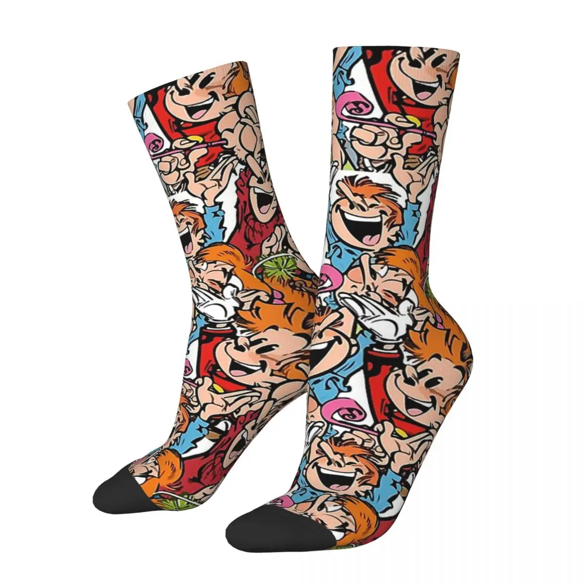 

Funny Happy Men's Socks Characters Pattern Retro Harajuku Belgium Comic Street Style Novelty Casual Crew Crazy Sock Gift Printed