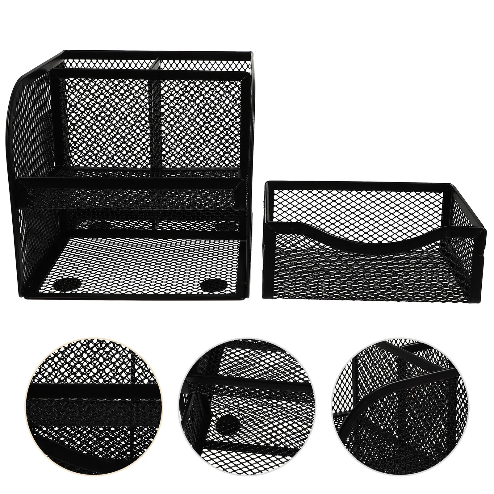 

Metal Pen Holder Multi-Compartment Storage Box Compact Desktop Organizer for Stationery Cosmetics Jewelry Office Supplies Holder