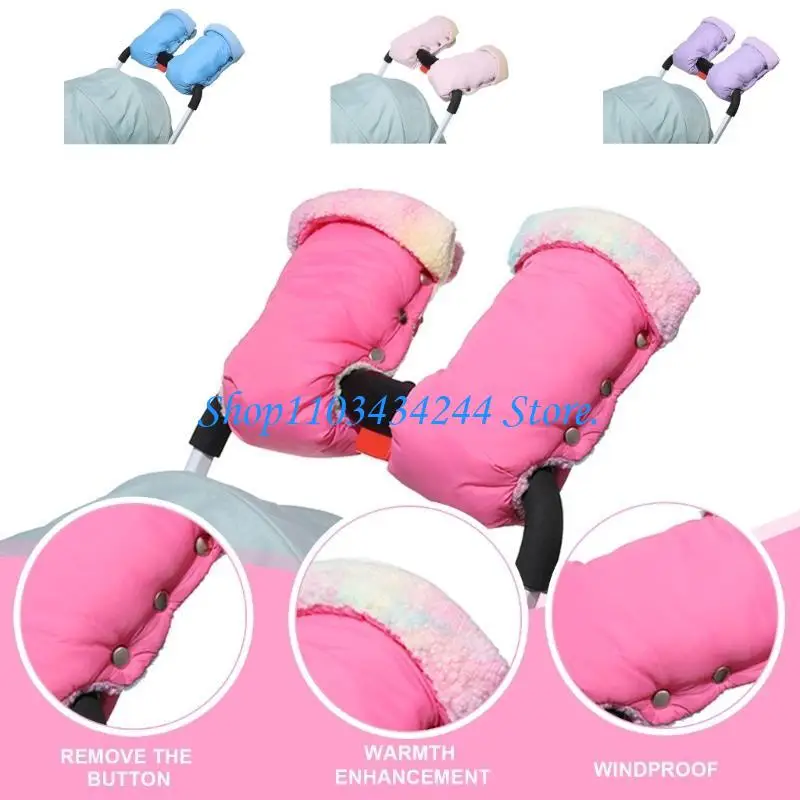  Baby Strollers Gloves Proetctive Plush Lined Hand Protections Mittens for Parents Winter Essential Strollers Accessories