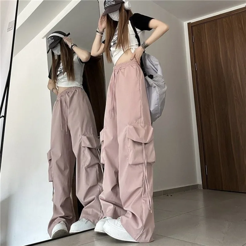 

Large Size American Overalls High-waisted Slimming Straight-leg Wide-leg Quick-drying Pants for Women Spring and Autumn