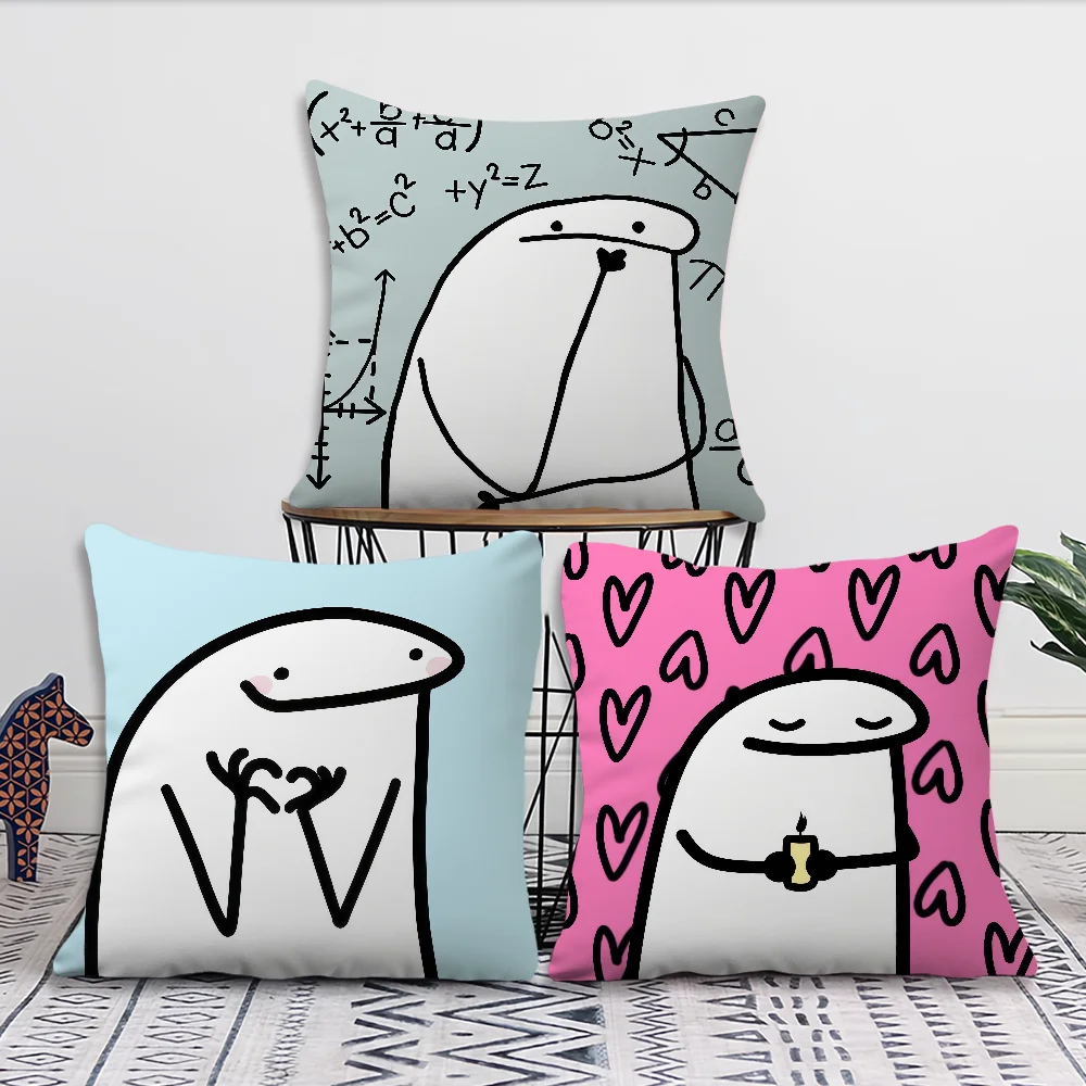 Cute Funny Cartoon F-Flork of Cows Meme Cushion Cover Soft Pillow Case for Sofa Living Room Home Office Decor Protective Covers