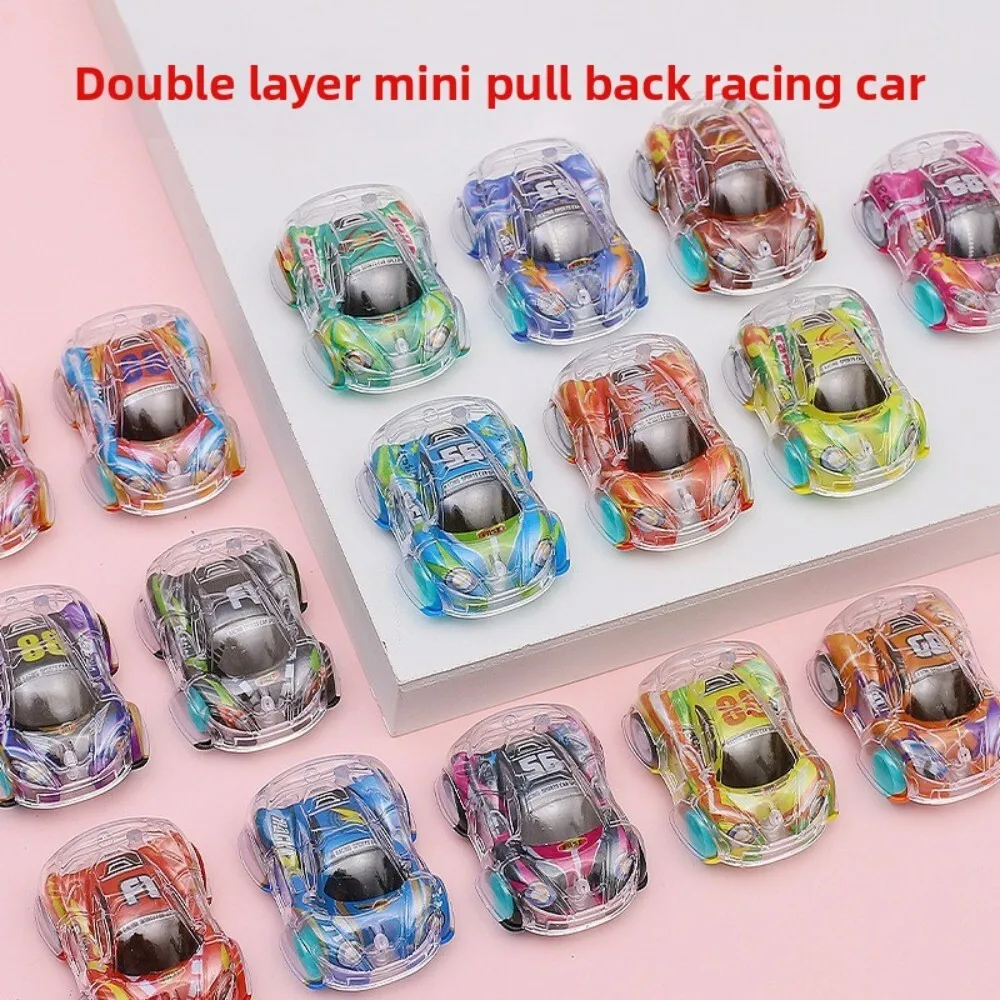 

Двухслойная игрушка-автомобиль с цветным принтом и откатным механизмом для детей, образовательная игра и вечеринка, подарок для мальчиков и девочек