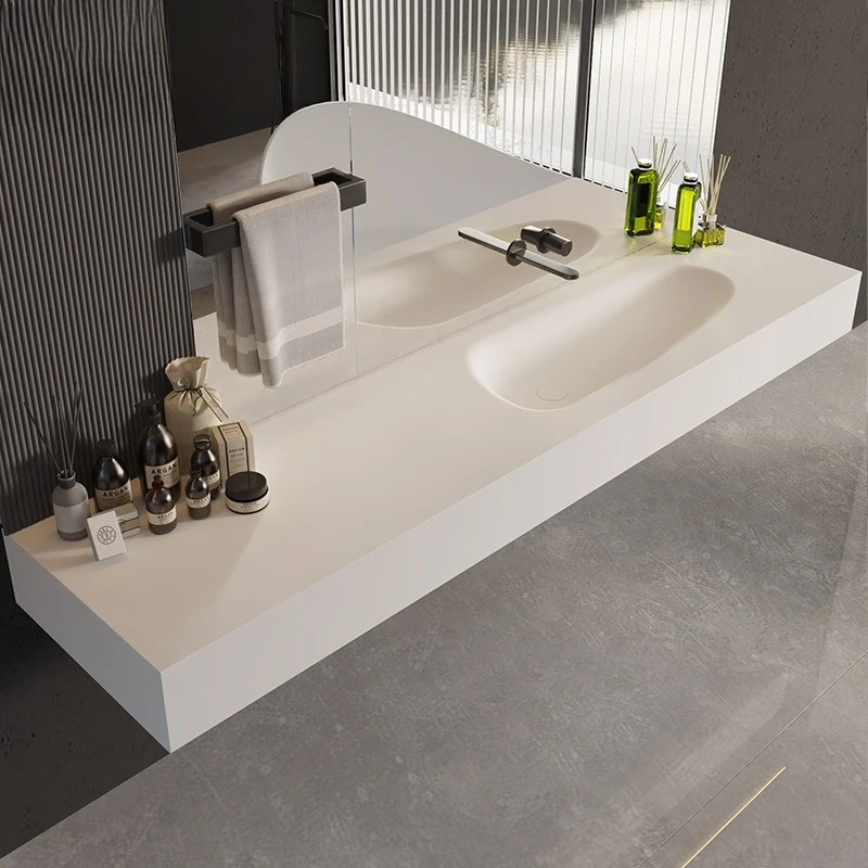 Seamless integrated basin wall-mounted hand wash basin Modern bathroom cabinet combination basin