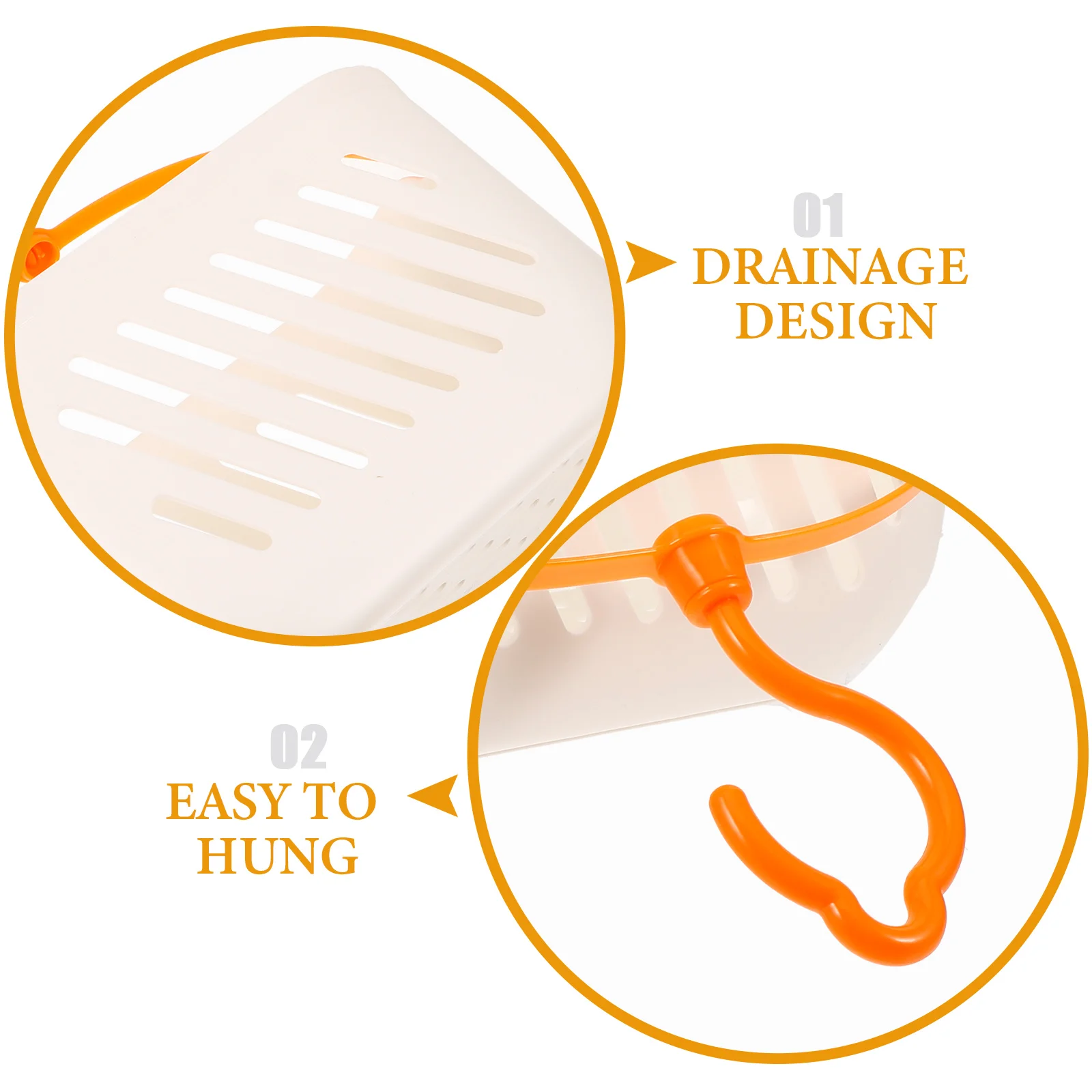 

Plastic Storage Basket With Hook Hanging Kitchen Organizer Rotatable Hook Waterproof Hollow Drainage Space Saving Bathroom