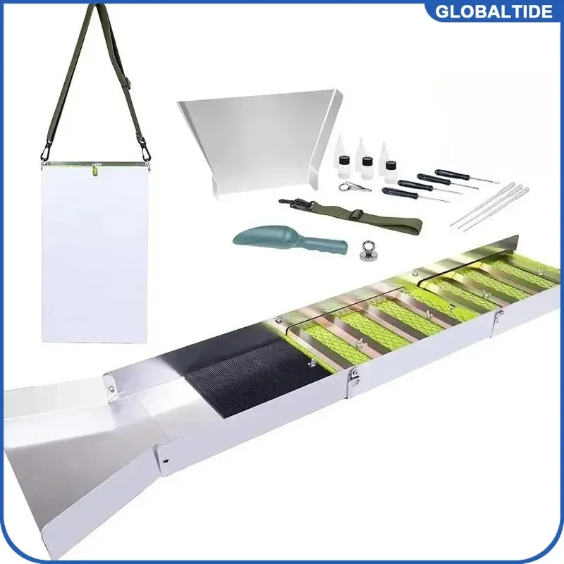 Portable Folding Gold Sluice Box Aluminum Alloy Mining Chute Panning Prospecting Recovery Tool