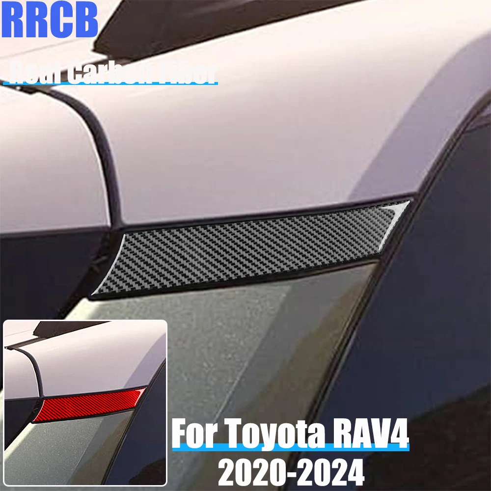 

Real Carbon Fiber Car Accessories Rear Window C-pillar Trim Soft Cover Sticker For Toyota RAV4 XA50 2020 2021 2022 2023 2024