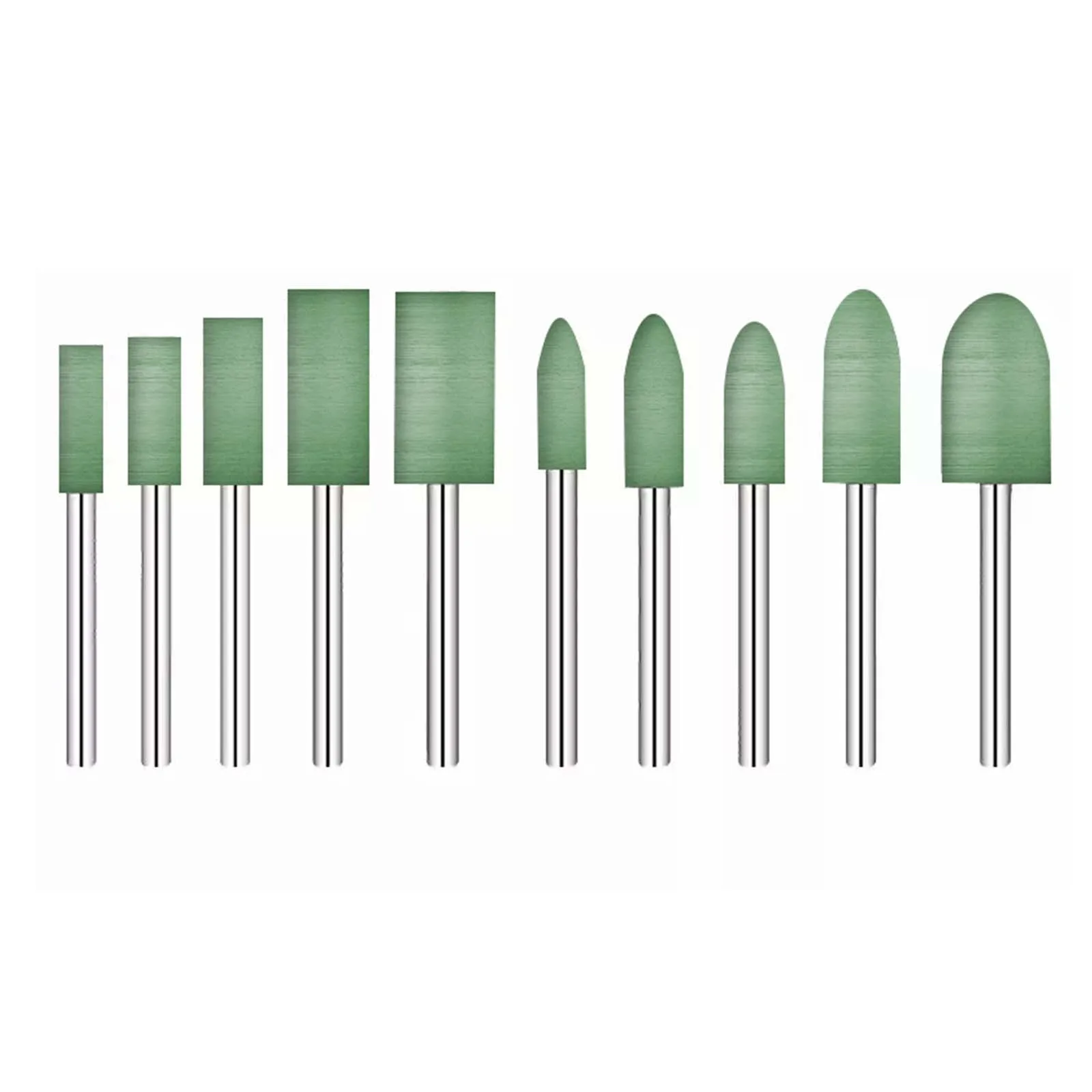 Professional 3mm Shaft Polishing Kit - 10PCS Green Rubber Wheels for Rotary Tools, Perfect for Gemstone/Metal Work