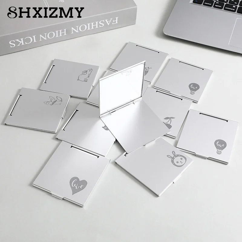 Mini Miroir de Poche Pliable en Aluminium, Carré, Compact, pour Maquillage, Debout, Portable, Petit, Outil Cosmétique