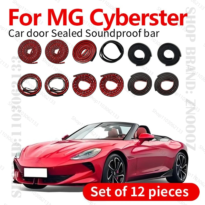 For 2023-2025 MG Cyberster Car Door Seal Strip Rubber Double Layer Sealing Protector Soundproof Strip Dustproof Seal Strip 12PCS