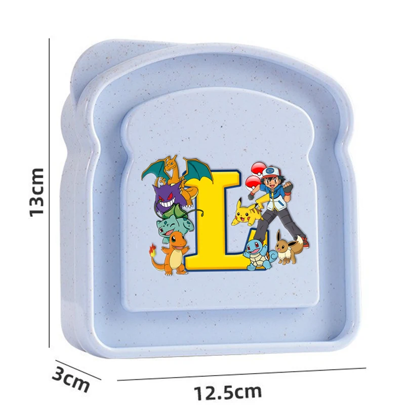 ポケモントースト型アニメプリントレターポータブルランチボックス蓋付きトーストパンサンドイッチボックスキッチンアウトドアピクニック弁当箱