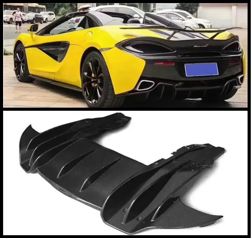 Real Carbon Fiber Rear Bumper Side Spoilers Lip Trunk Diffuser For McLaren 540 570s 2015 2016 2017 2018 2019 2020