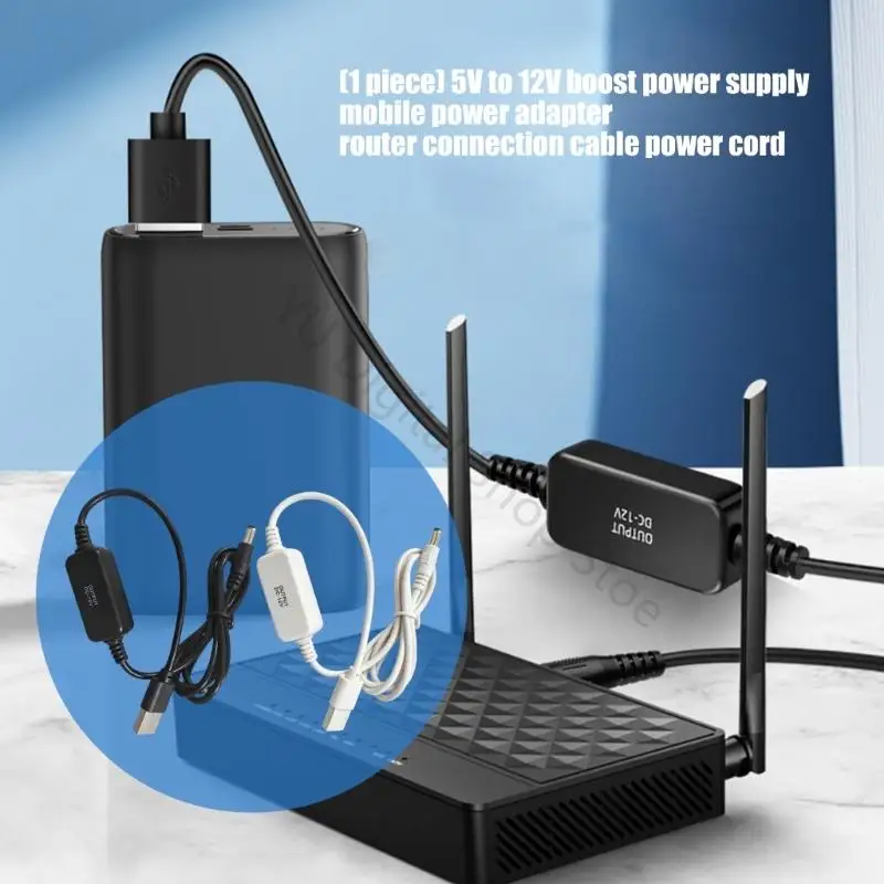 96BA USB to DC5.5X2.1Mm Stepping-Up Converters Cord for 12V Networking Devices 120Cm
