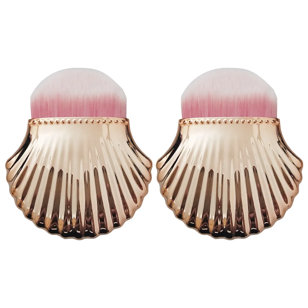 2 pçs pincéis de pó da arte do prego rosa ouro profissional pó limpador de lã macia escova de maquiagem para manicure unhas acrílicas unha polonês