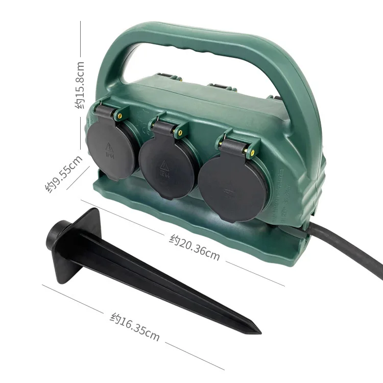 Eu Standard Outdoor 6-hole Lawn Extension Socket German IP44 Splashproof with Ground Plug Garden Patio Lawn Socket