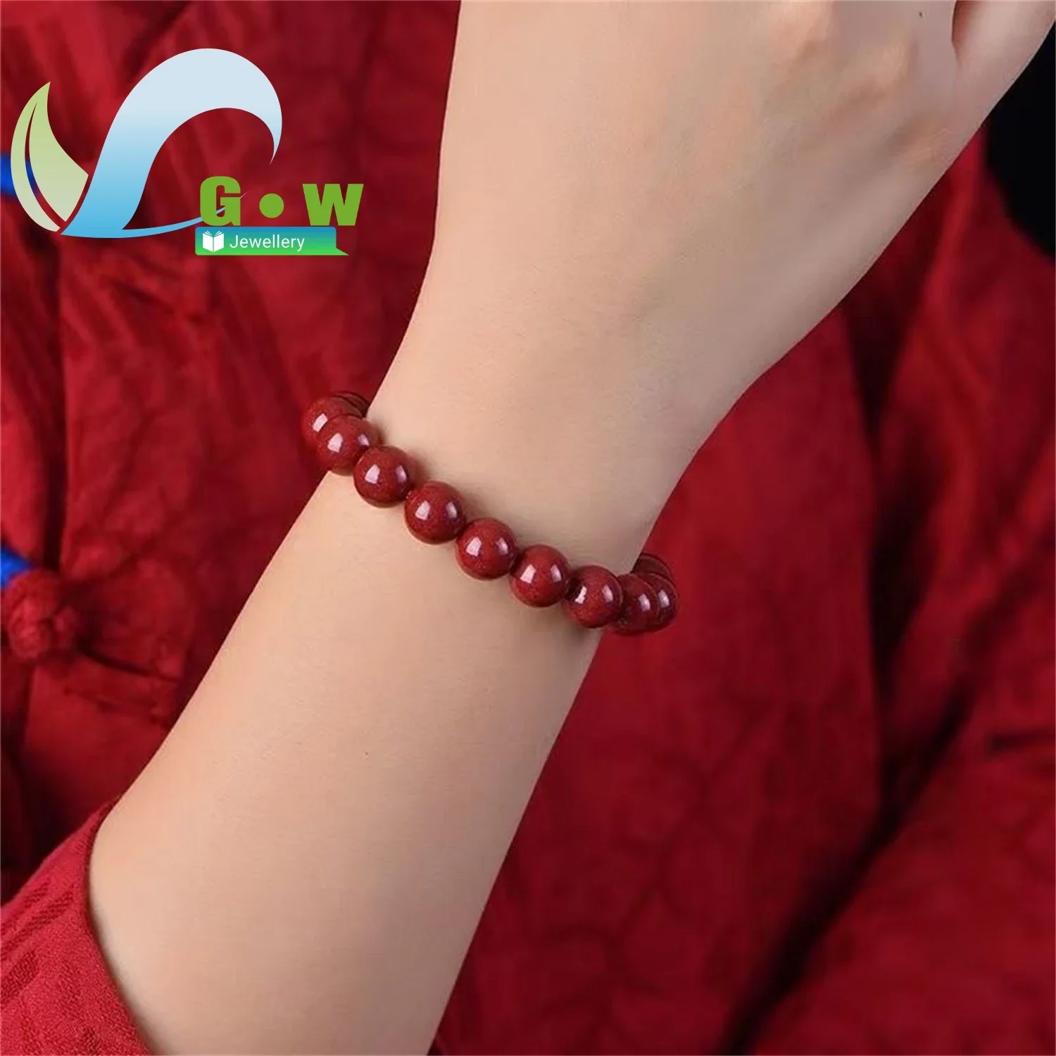 Genuine Cinnabar 8MM Bracelet High Content Ore With Starry Glitter Effect Simple Single Loop Red Stone Jewelry Gift For Women Bi